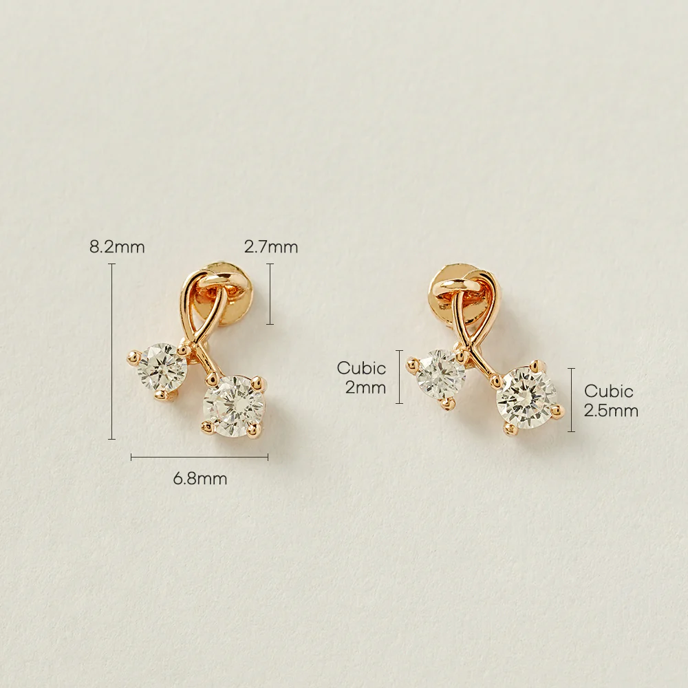 14K Gold Cherry Cubic Drop Cartilage Earring 20G - Image 9