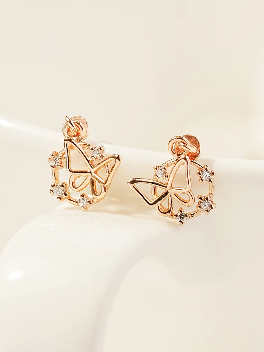 14K Gold Circle Cubic Butterfly Drop Internally Threaded Labret Piercing 20G18G16G - Image 7