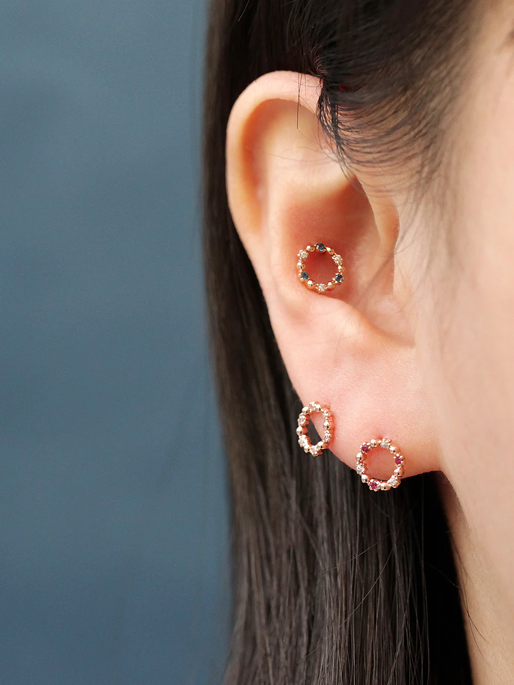14K Gold Circle Cubic Cartilage Earring 20G18G - Image 10