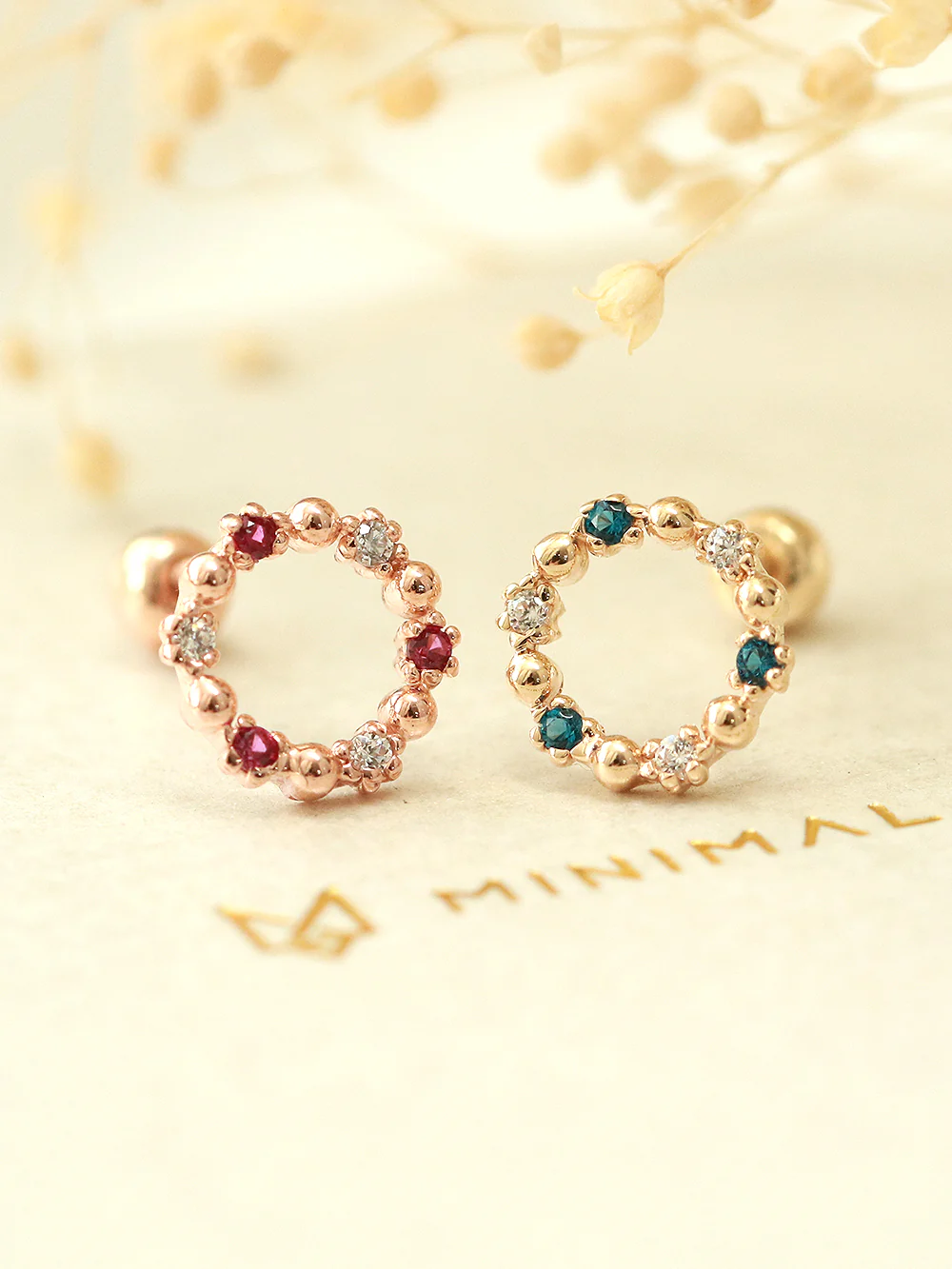 14K Gold Circle Cubic Cartilage Earring 20G18G - Image 3