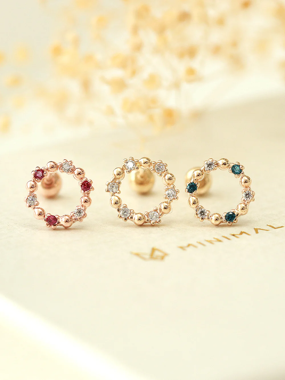 14K Gold Circle Cubic Cartilage Earring 20G18G - Image 6