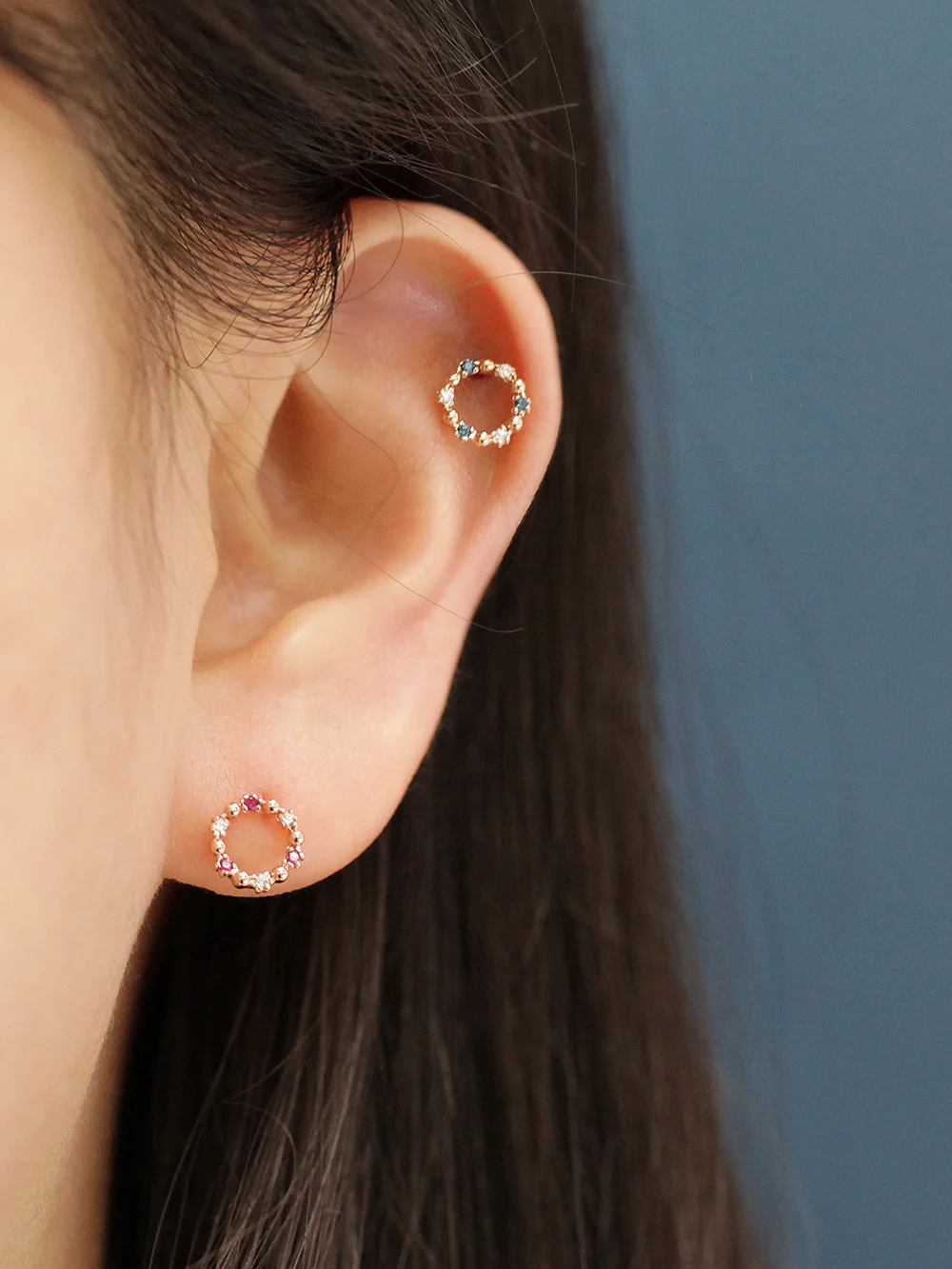 14K Gold Circle Cubic Cartilage Earring 20G18G - Image 8