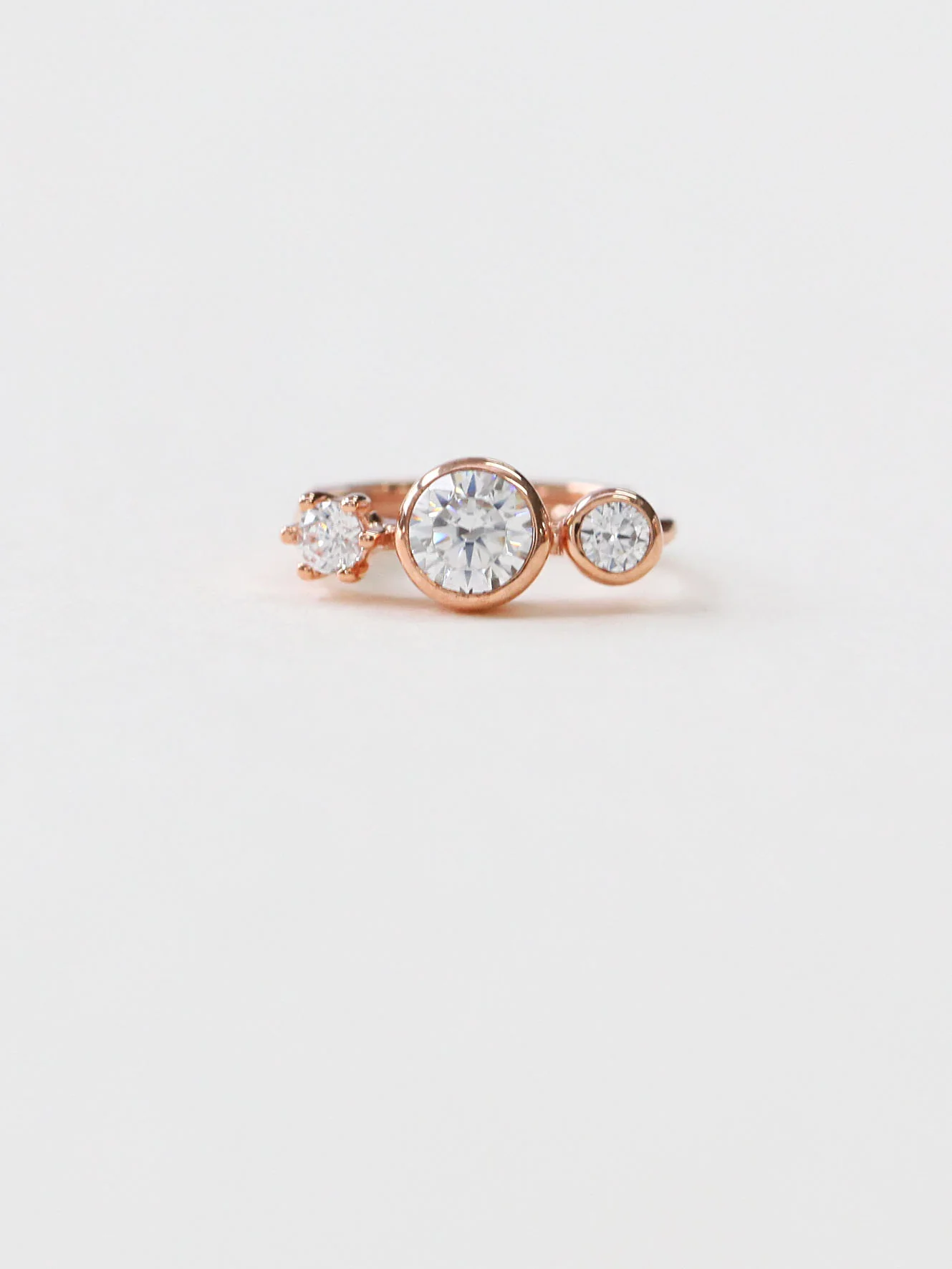 14K Gold Triple Circle Cubic Hoop Earring - Image 3