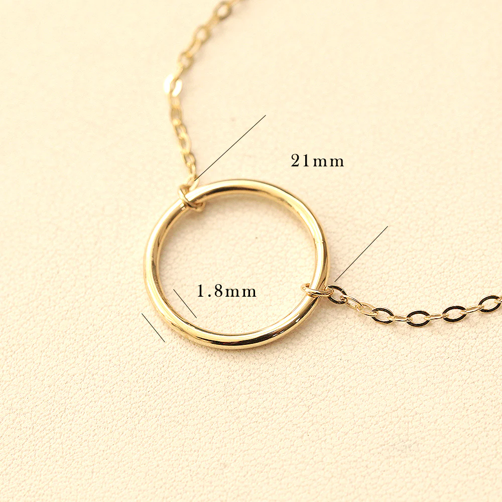 14K Gold Circle Necklace - Image 10