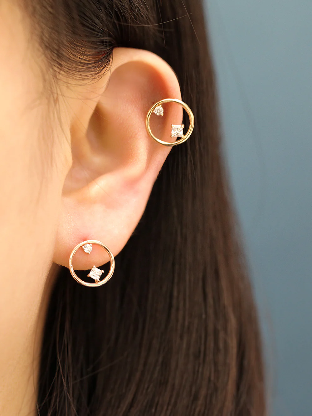 14K Gold Circle Point Cubic Cartilage Earring 20G18G - Image 5
