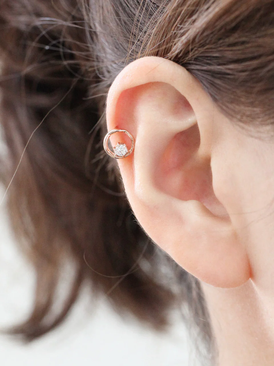 14K Gold Circle Triangle Cartilage Earring 18g16g - Image 4