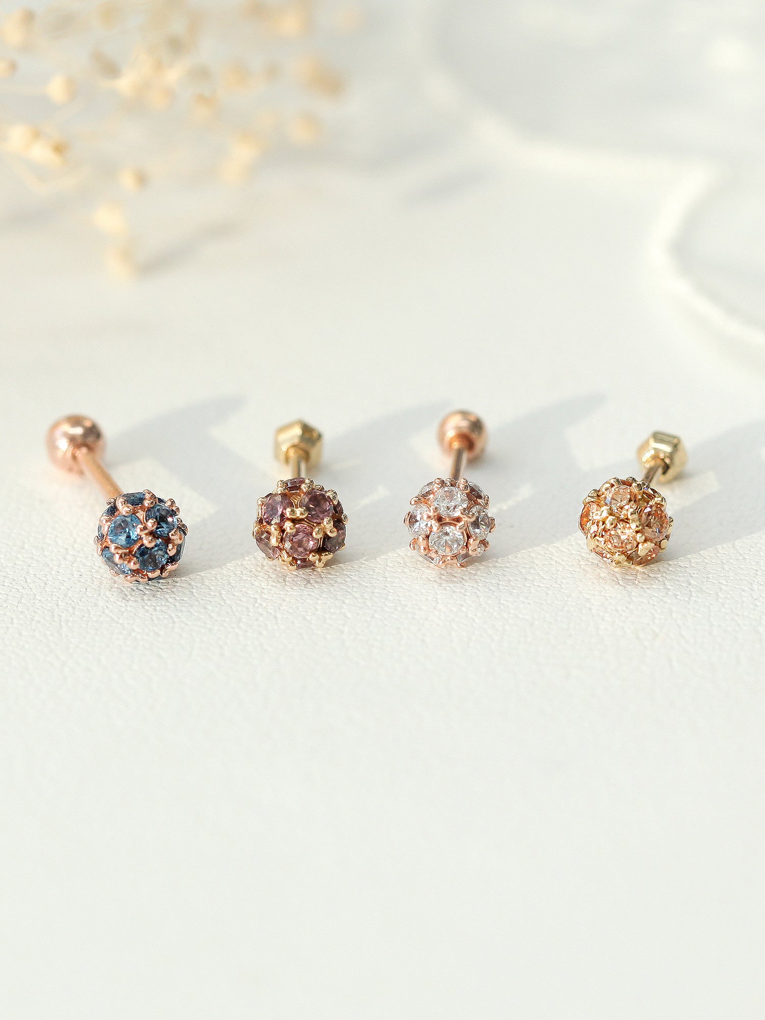 14K Gold Classic Cubic Ball Piercing 18G