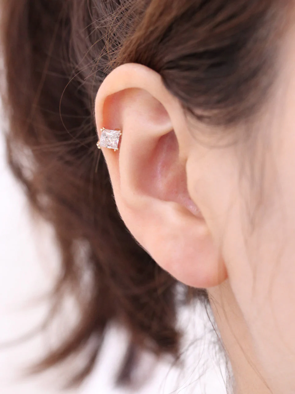14K Gold Classic Square Cubic Cartilage Earring 18G16G - Image 7