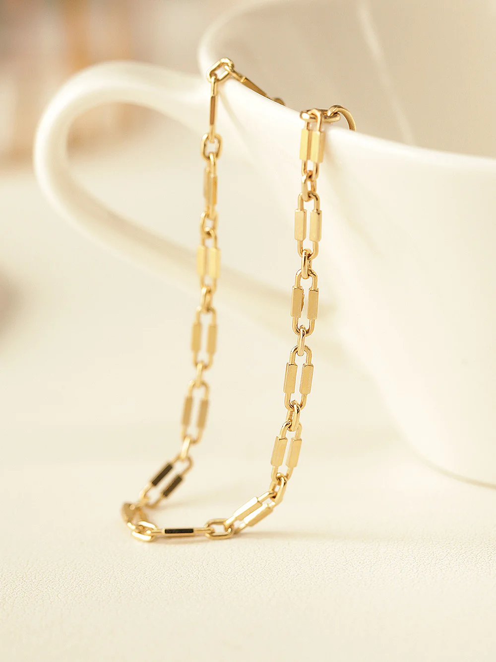 14K Gold Clip Lock Chain Bracelet Anklet - Image 2