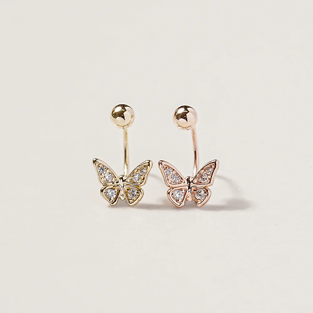 14K Gold Daily Cubic Butterfly Curve Piercing 20G - Image 3