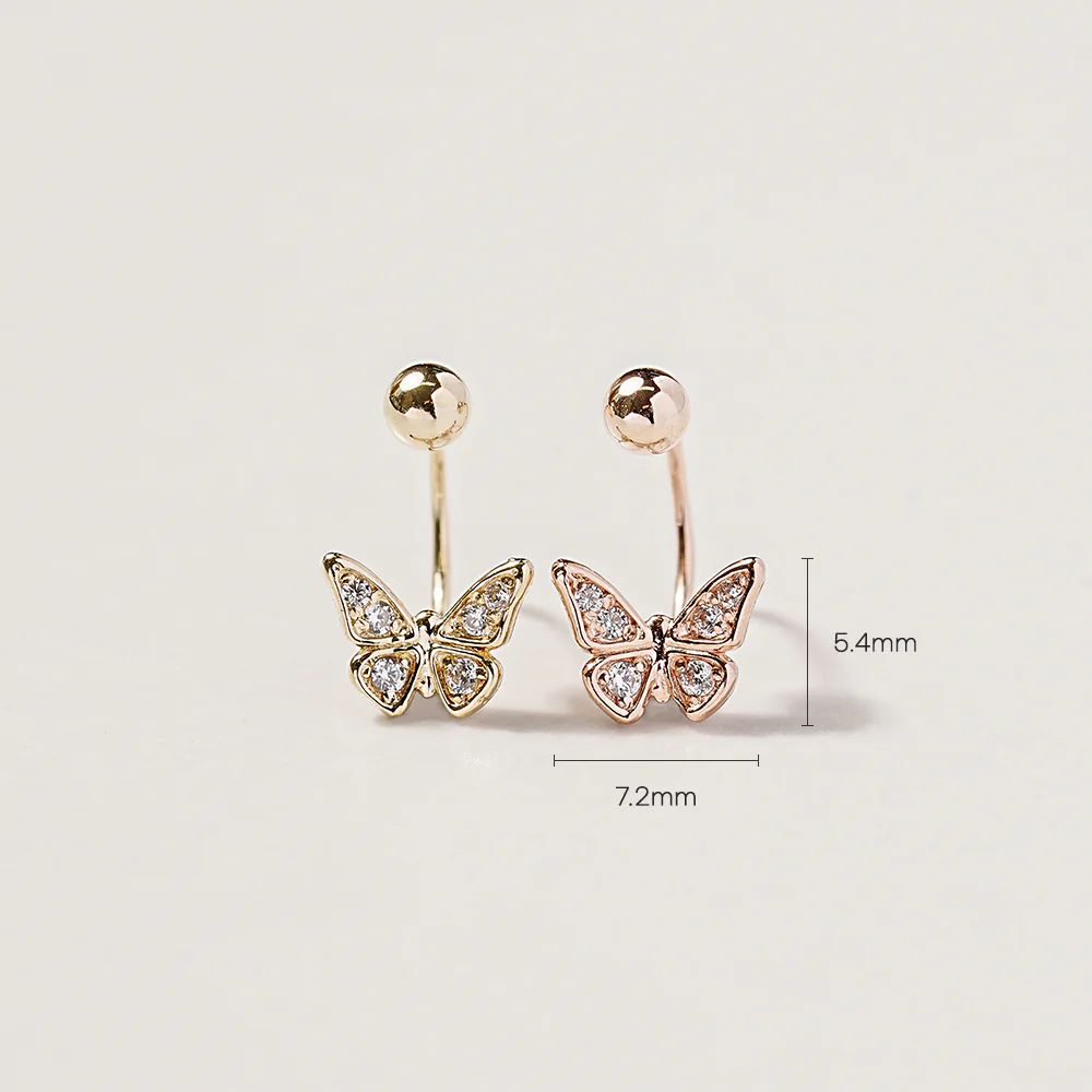 14K Gold Daily Cubic Butterfly Curve Piercing 20G - Image 4