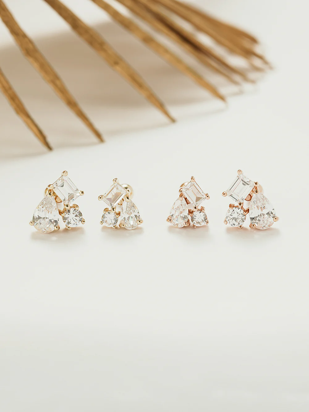14K Gold Cluster Cubic Cartilage Earring 20G18G16G - Image 5