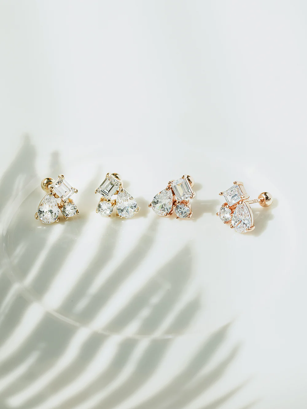 14K Gold Cluster Cubic Cartilage Earring 20G18G16G - Image 9