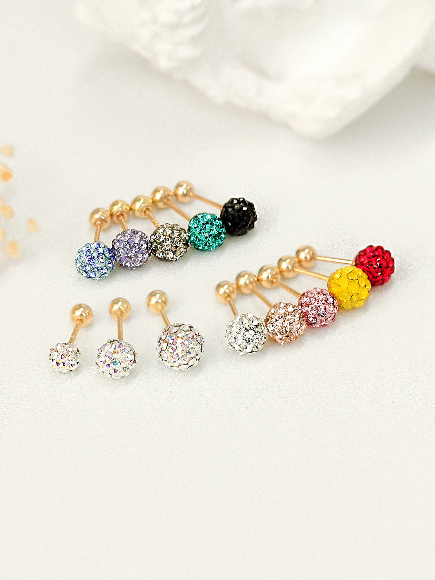 14K Gold Color Cubic Ball Cartilage Earring 20G