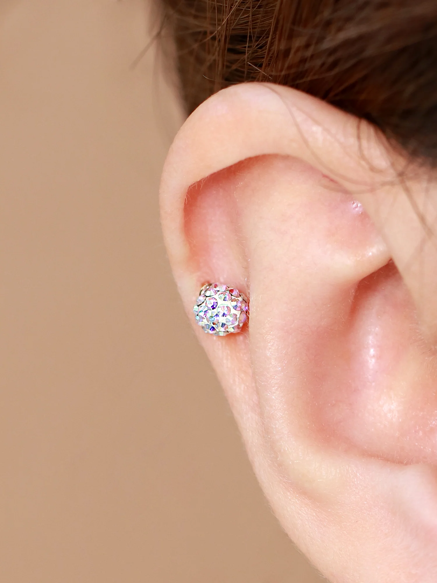 14K Gold Color Cubic Ball Cartilage Earring 20G - Image 4