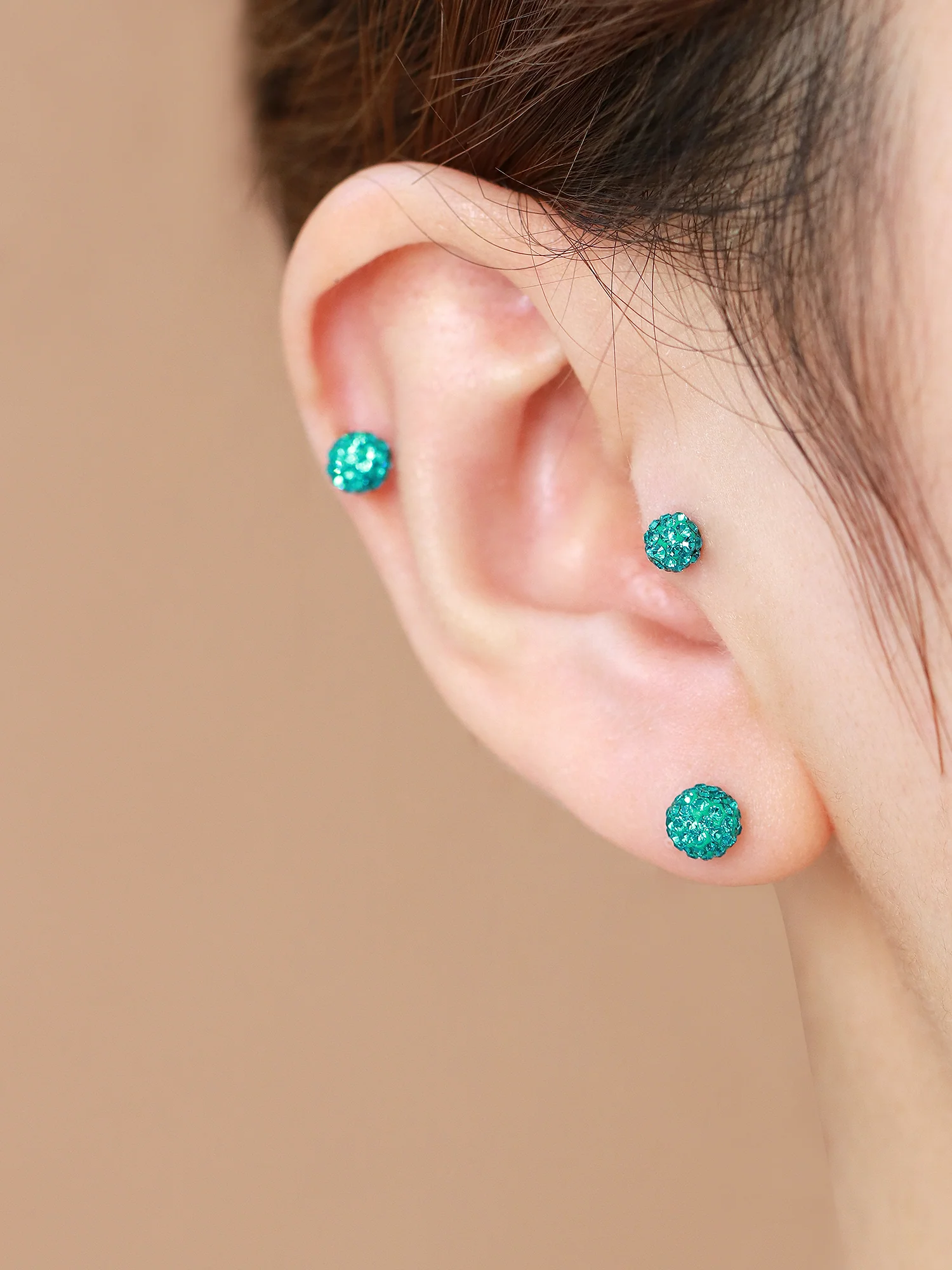 14K Gold Color Cubic Ball Cartilage Earring 20G - Image 5