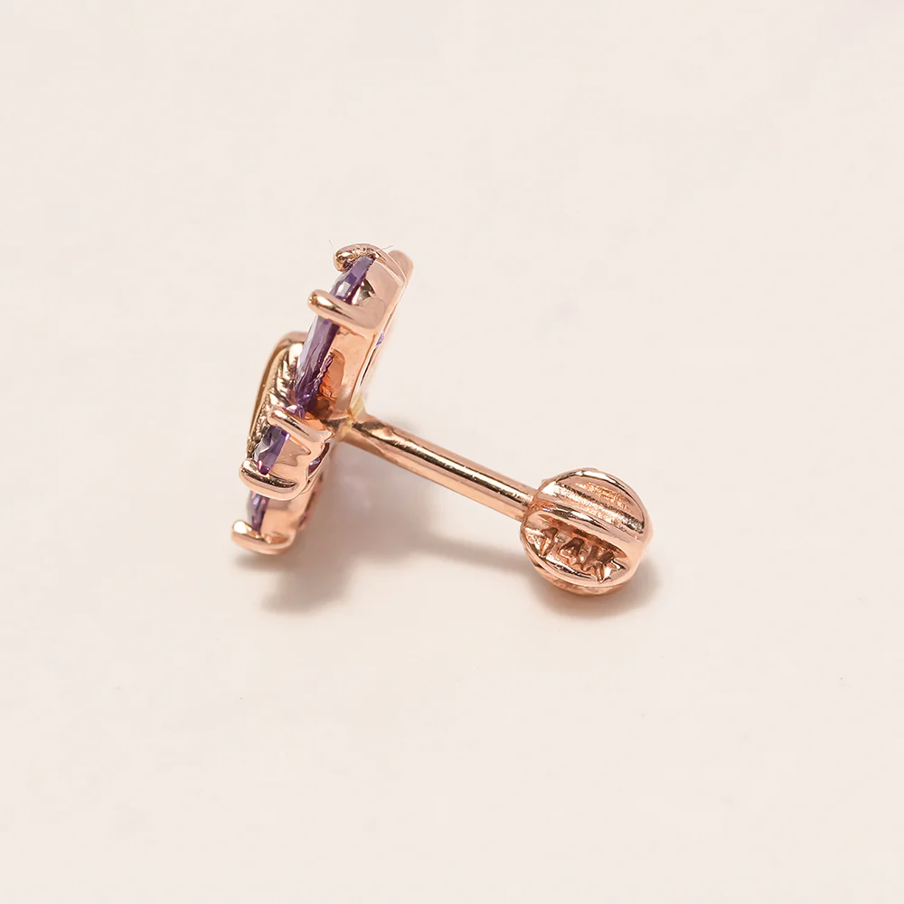 14K Gold Color Cubic Butterfly Cartilage Earring 18G16G - Image 14