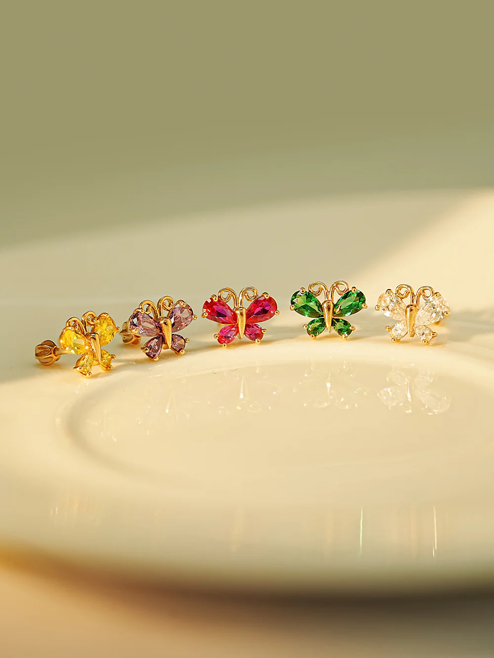 14K Gold Color Cubic Butterfly Cartilage Earring 18G16G - Image 5