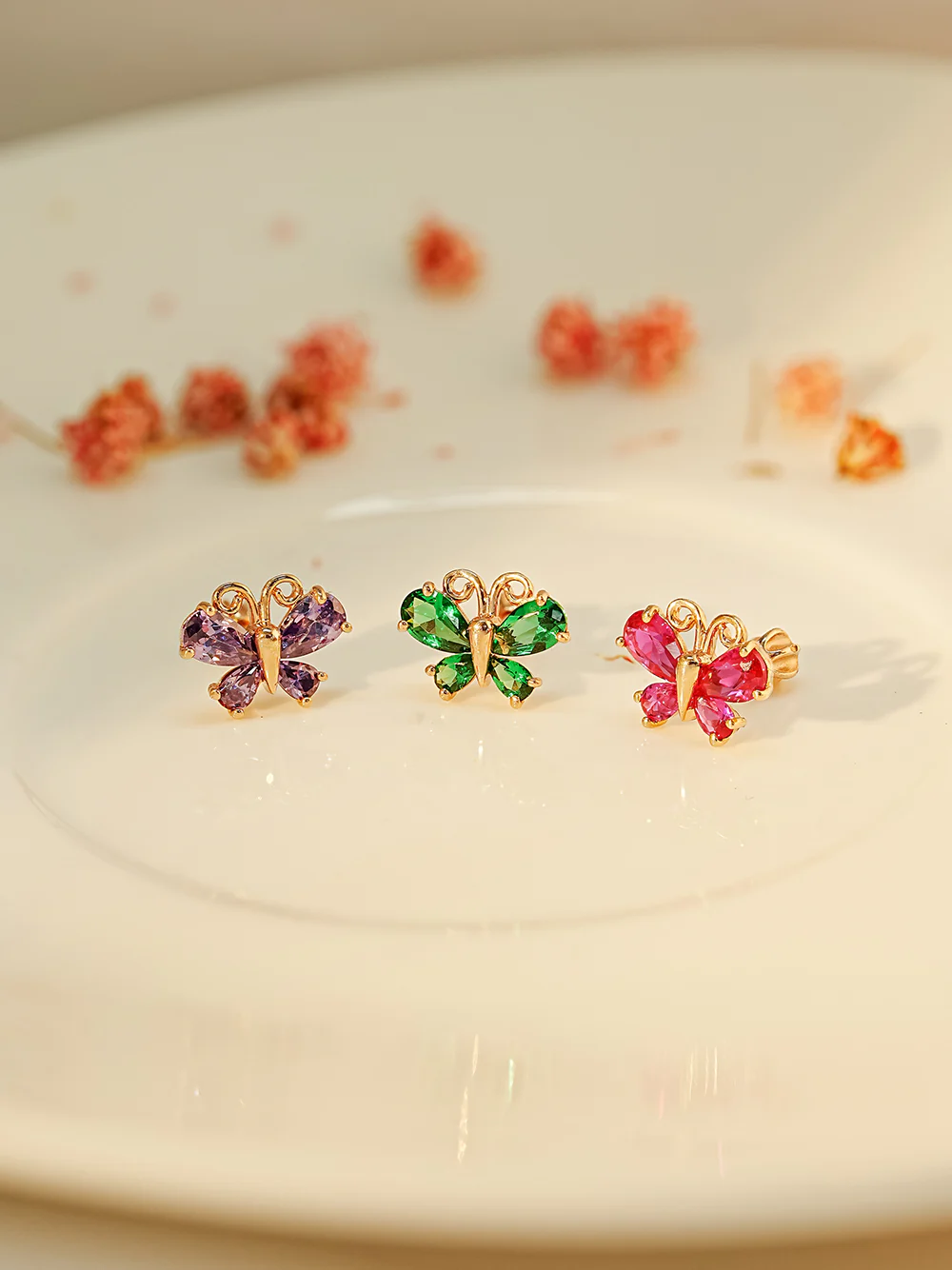 14K Gold Color Cubic Butterfly Cartilage Earring 18G16G - Image 8