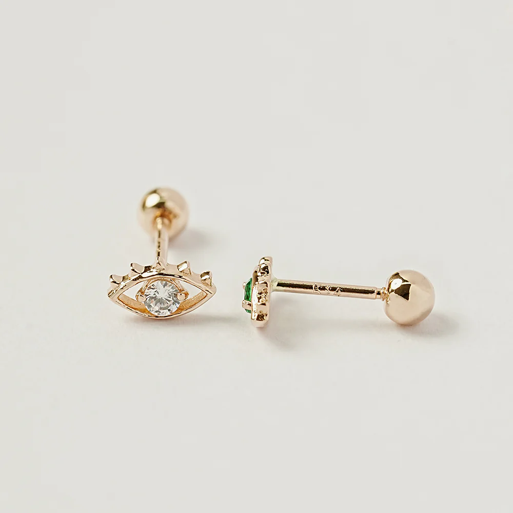 14K Gold Color Cubic Evil Eye Cartilage Earring 20G18G16G - Image 16