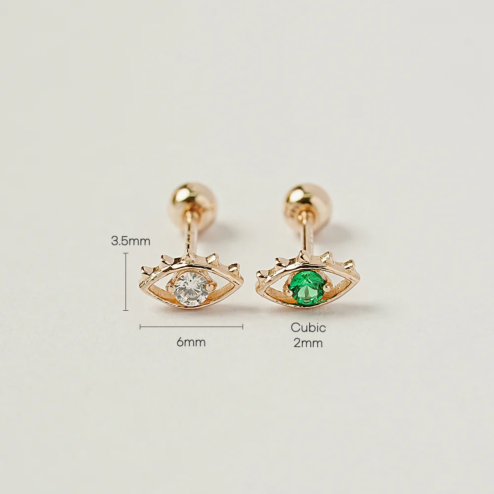 14K Gold Color Cubic Evil Eye Cartilage Earring 20G18G16G - Image 18