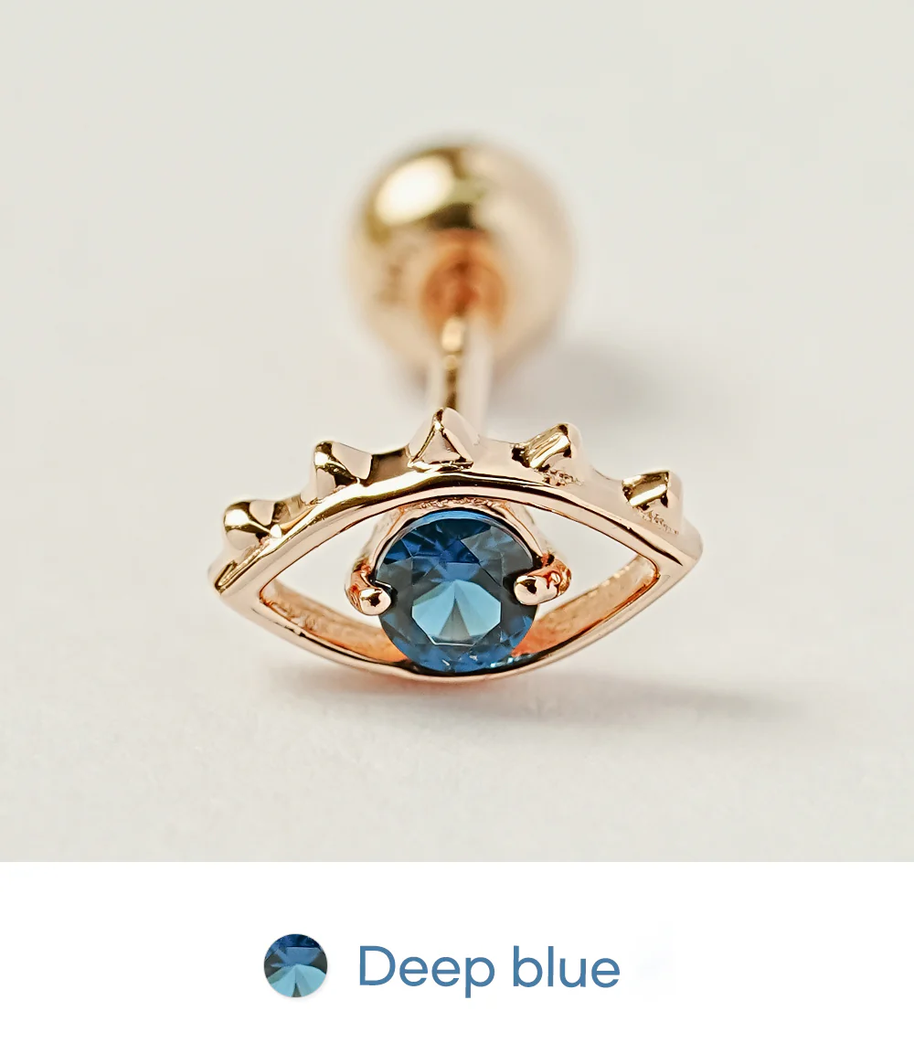 14K Gold Color Cubic Evil Eye Cartilage Earring 20G18G16G - Image 23