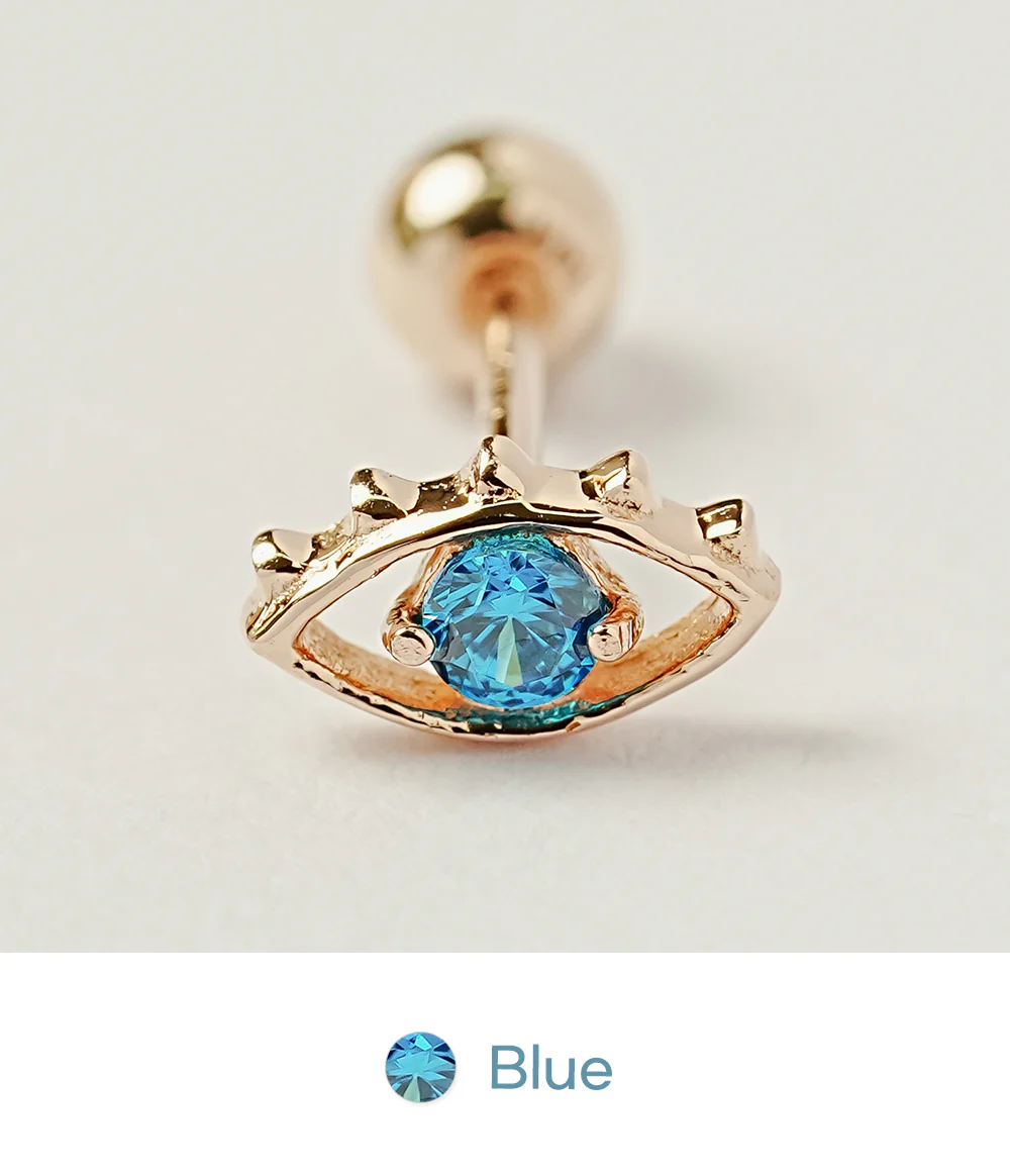 14K Gold Color Cubic Evil Eye Cartilage Earring 20G18G16G - Image 24