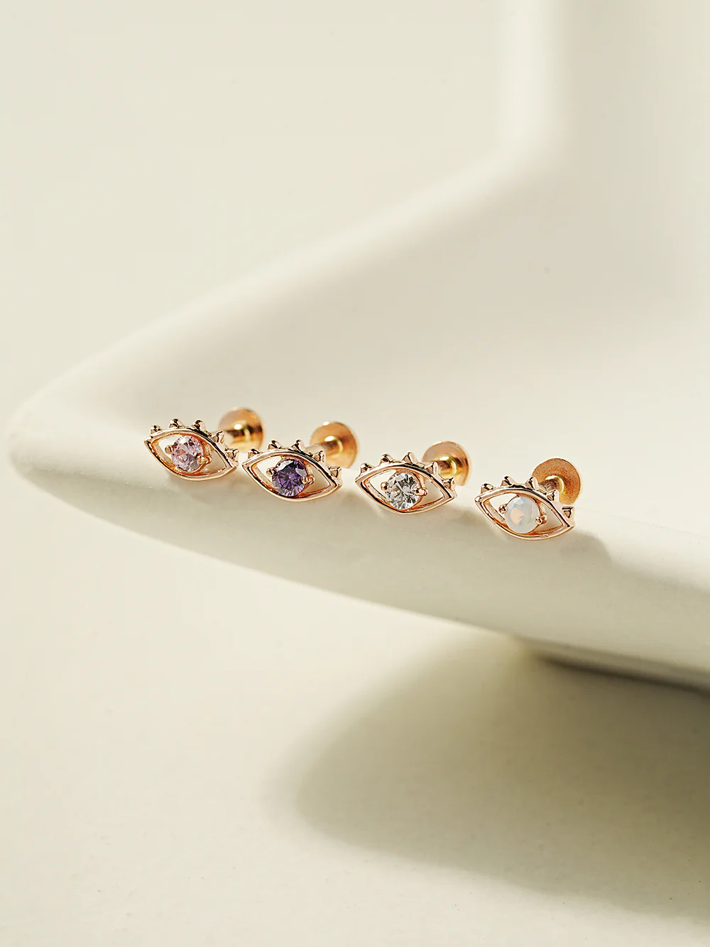 14K Gold Color Cubic Evil Eye Internally Threaded Labret Piercing 18G16G - Image 16