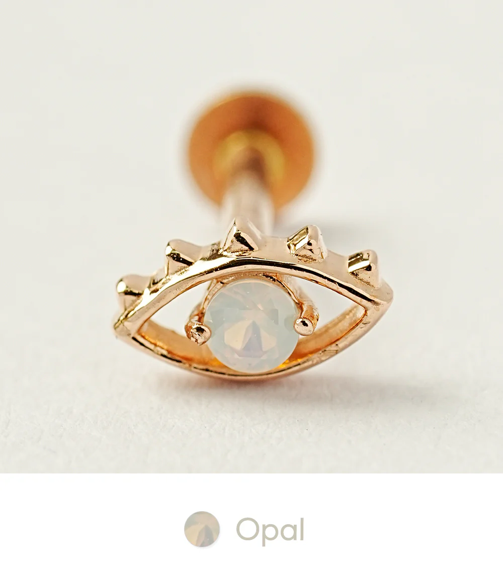 14K Gold Color Cubic Evil Eye Internally Threaded Labret Piercing 18G16G - Image 23