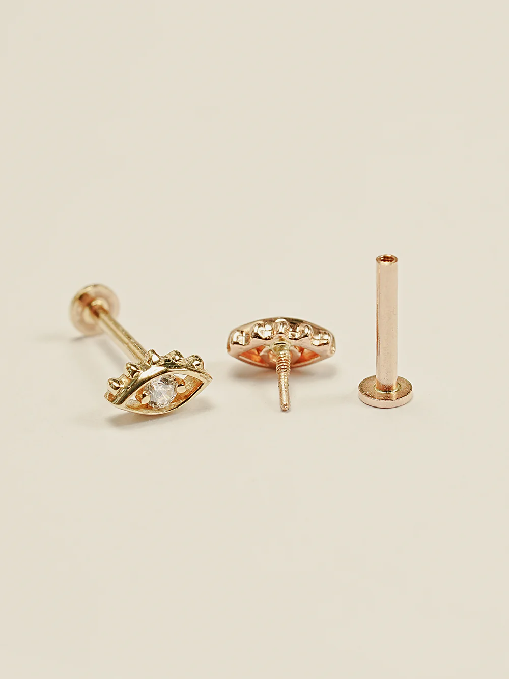 14K Gold Color Cubic Evil Eye Internally Threaded Labret Piercing 18G16G - Image 28