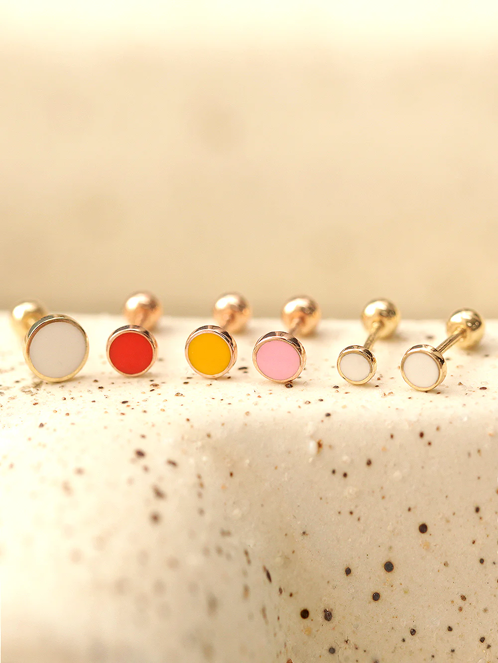14K Gold Enamel Round Cartilage Earring 20G18G16G - Image 3