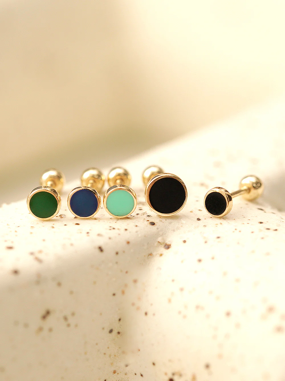 14K Gold Enamel Round Cartilage Earring 20G18G16G - Image 7