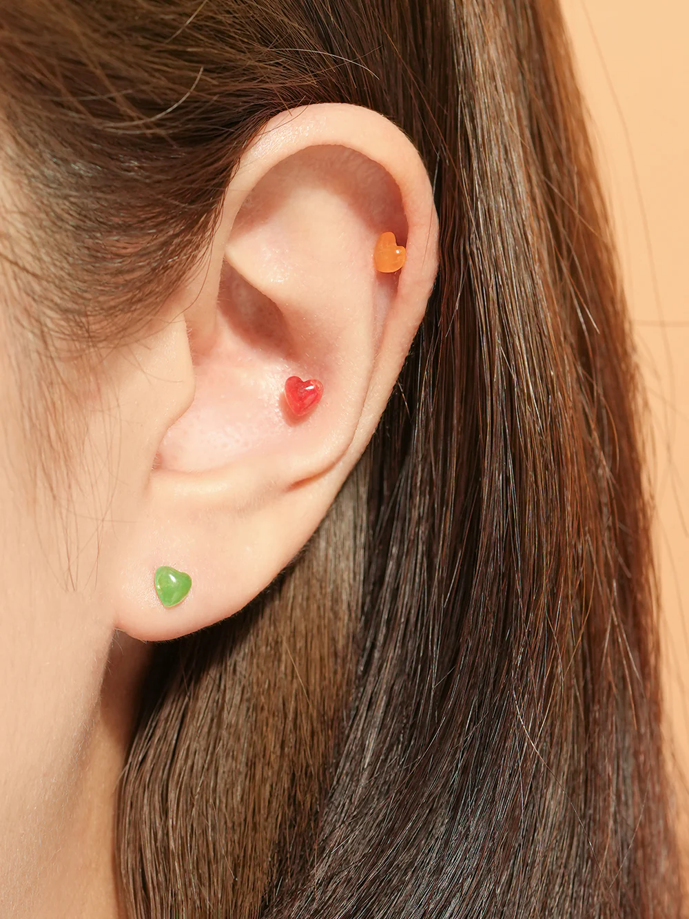 14K Gold Color Heart Candy Cartilage Earring 20G - Image 2
