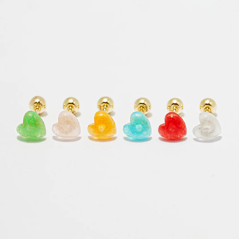 14K Gold Color Heart Candy Cartilage Earring 20G - Image 23