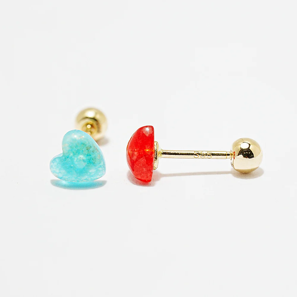 14K Gold Color Heart Candy Cartilage Earring 20G - Image 24
