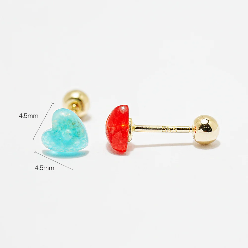 14K Gold Color Heart Candy Cartilage Earring 20G - Image 26