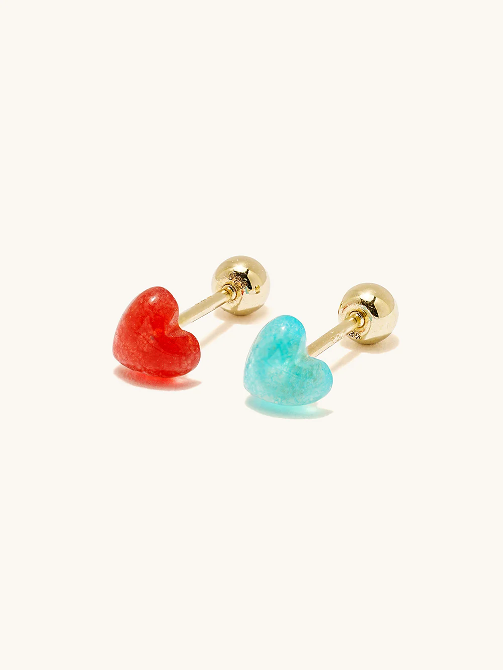 14K Gold Color Heart Candy Cartilage Earring 20G - Image 3