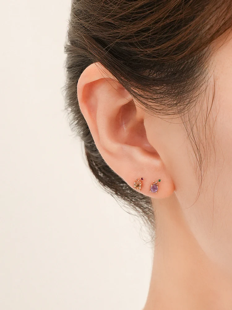 14K Gold Color Sapphire Fruits Cartilage Earring 18G - Image 2