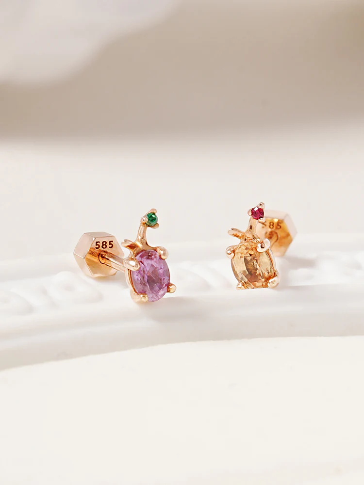 14K Gold Color Sapphire Fruits Cartilage Earring 18G - Image 3