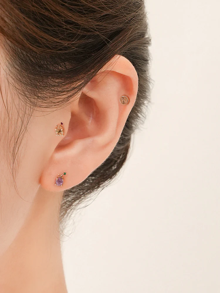 14K Gold Color Sapphire Fruits Cartilage Earring 18G - Image 4