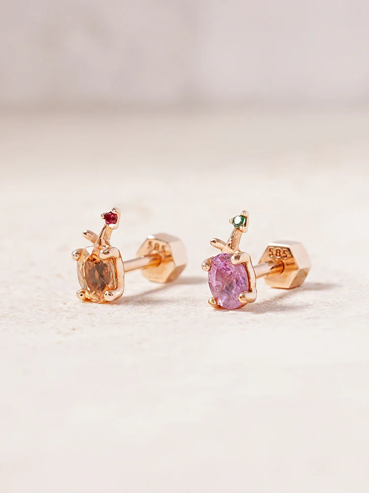 14K Gold Color Sapphire Fruits Cartilage Earring 18G - Image 5