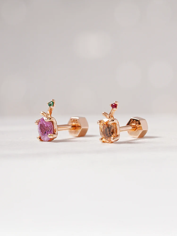 14K Gold Color Sapphire Fruits Cartilage Earring 18G - Image 7