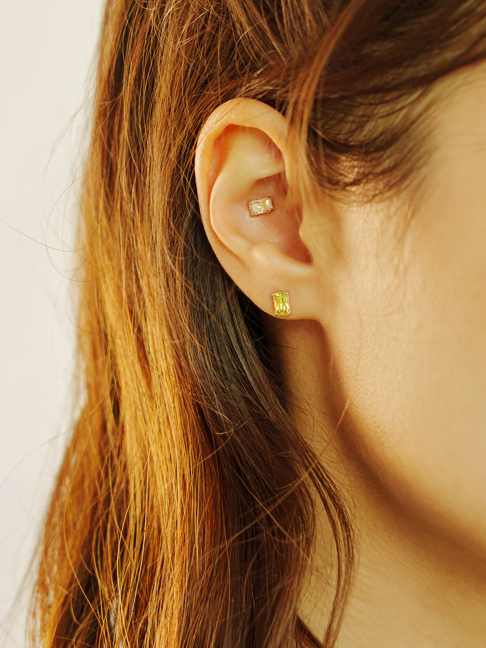 14K Gold Colorful Baguette CZ Cartilage Earring 20G18G16G - Image 10