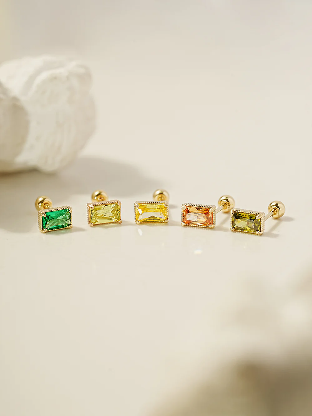 14K Gold Colorful Baguette CZ Cartilage Earring 20G18G16G - Image 15