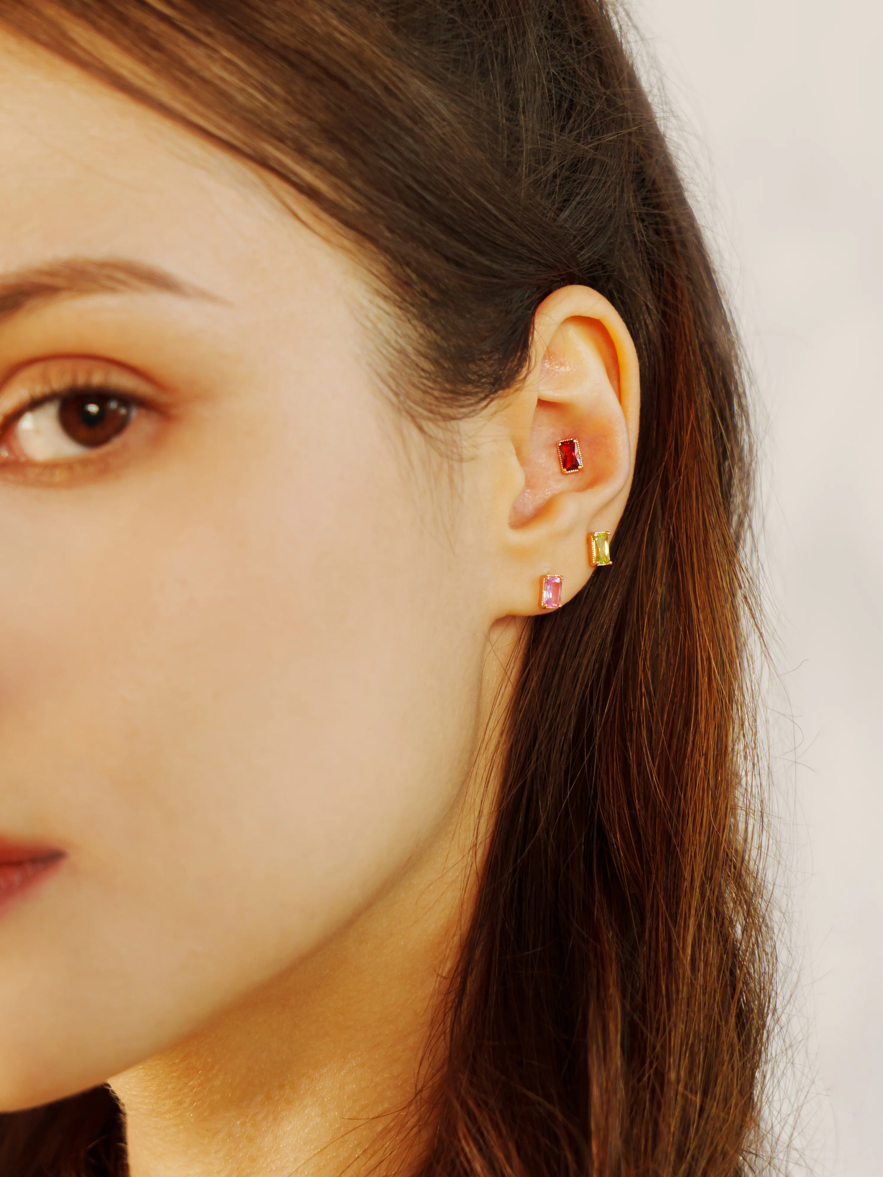 14K Gold Colorful Baguette CZ Cartilage Earring 20G18G16G - Image 16