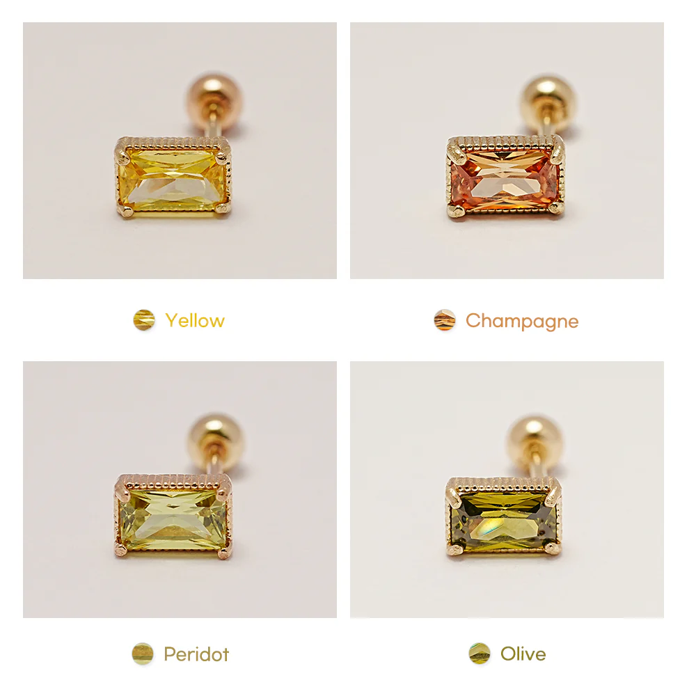 14K Gold Colorful Baguette CZ Cartilage Earring 20G18G16G - Image 19