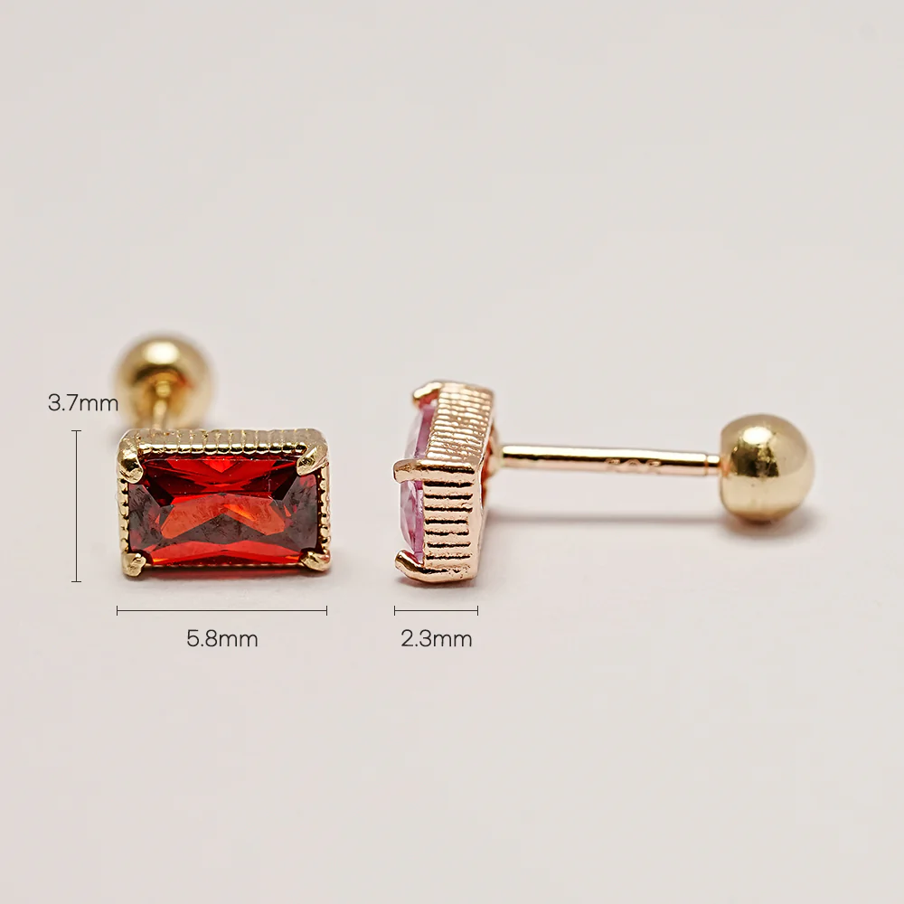 14K Gold Colorful Baguette CZ Cartilage Earring 20G18G16G - Image 21