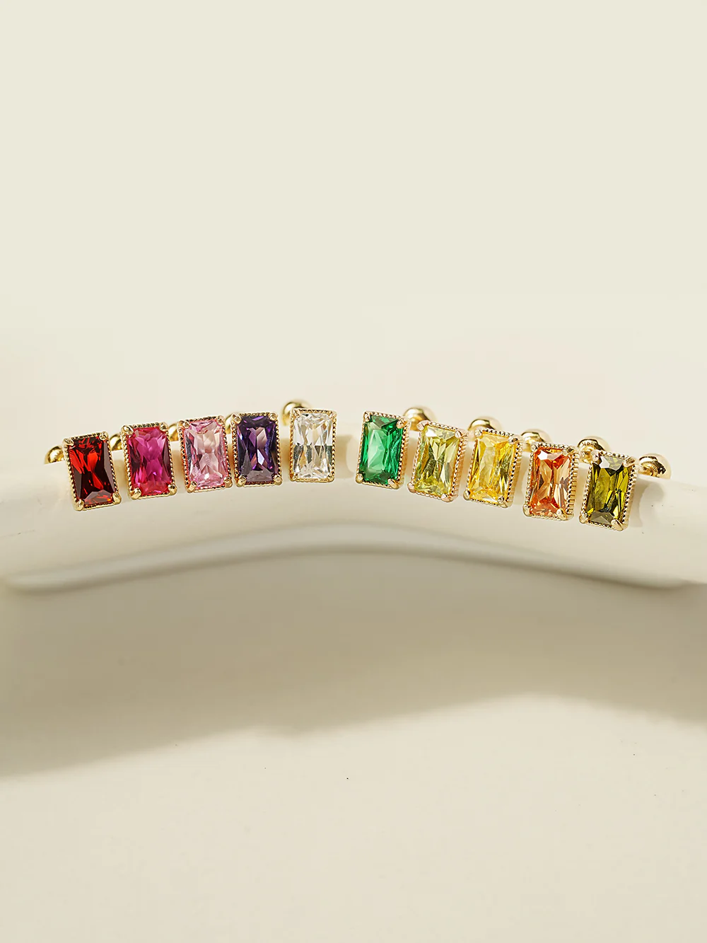 14K Gold Colorful Baguette CZ Cartilage Earring 20G18G16G - Image 3