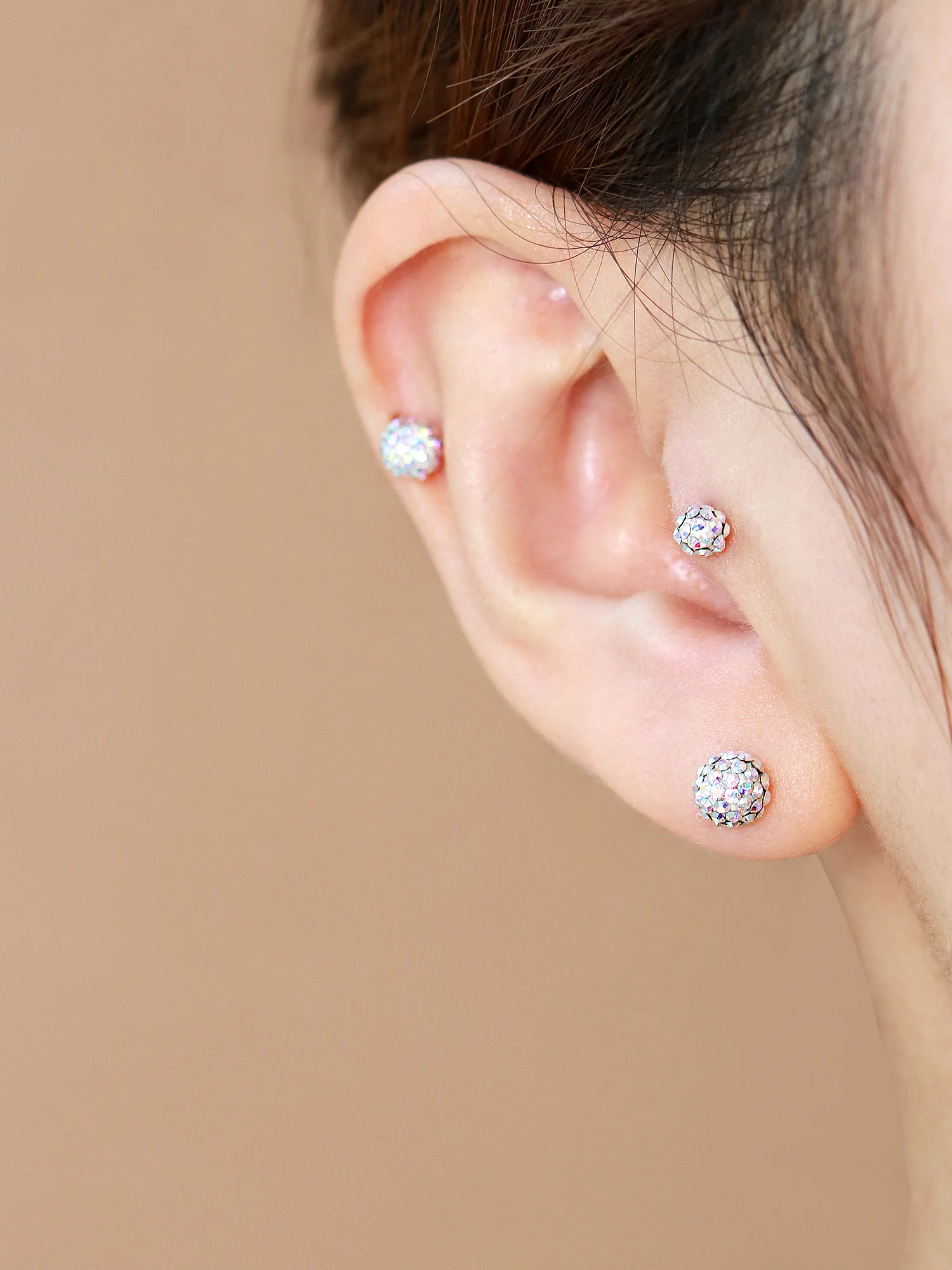 14K Gold Colorful Ball Cartilage Earring 18G16G - Image 3