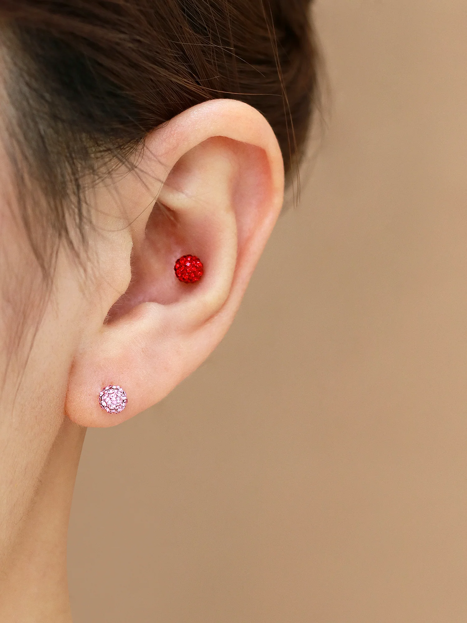 14K Gold Colorful Ball Cartilage Earring 18G16G - Image 8